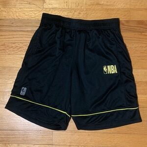 NBA Basketball Shorts Black & Gold Logo Drawstring Official Stripes Men’s Large